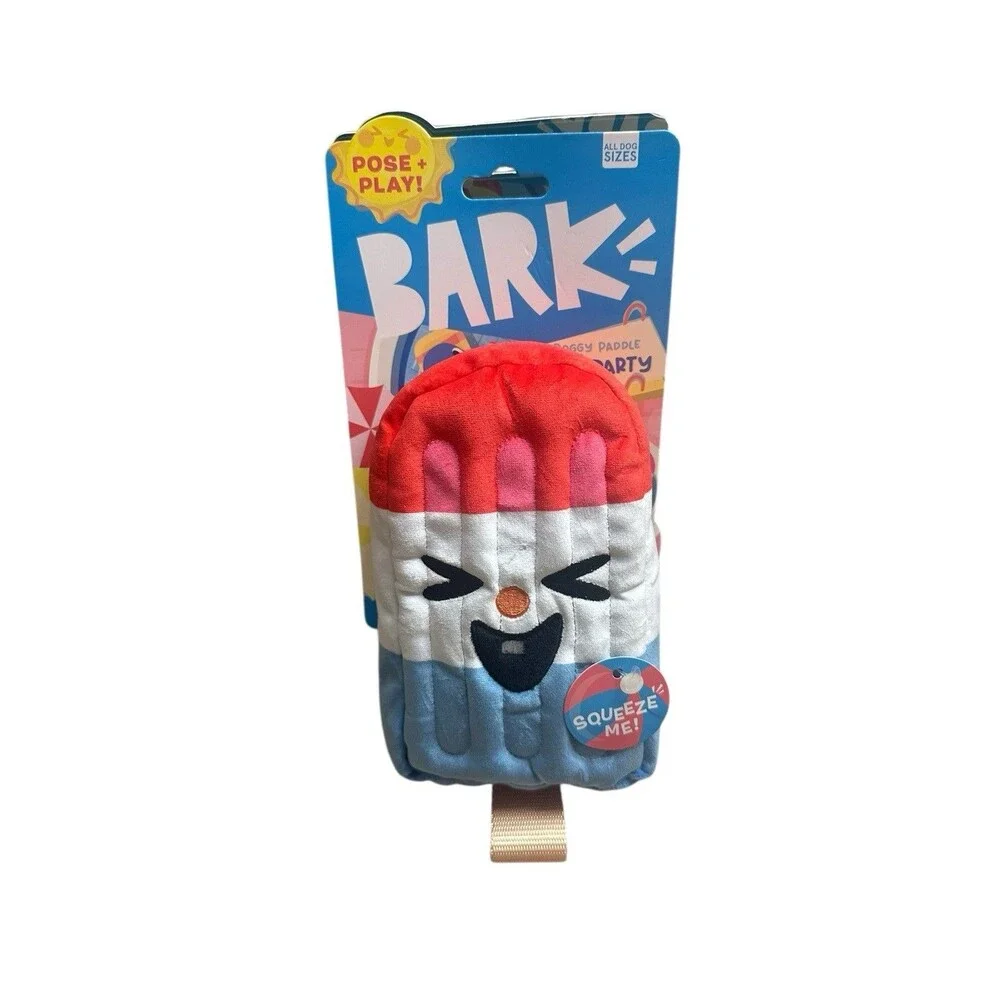 Barkbox Rocket Droolsicle Sqeeker Toy  Popsicle Red White & Blue Dog Toy All Sz